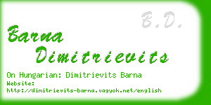 barna dimitrievits business card